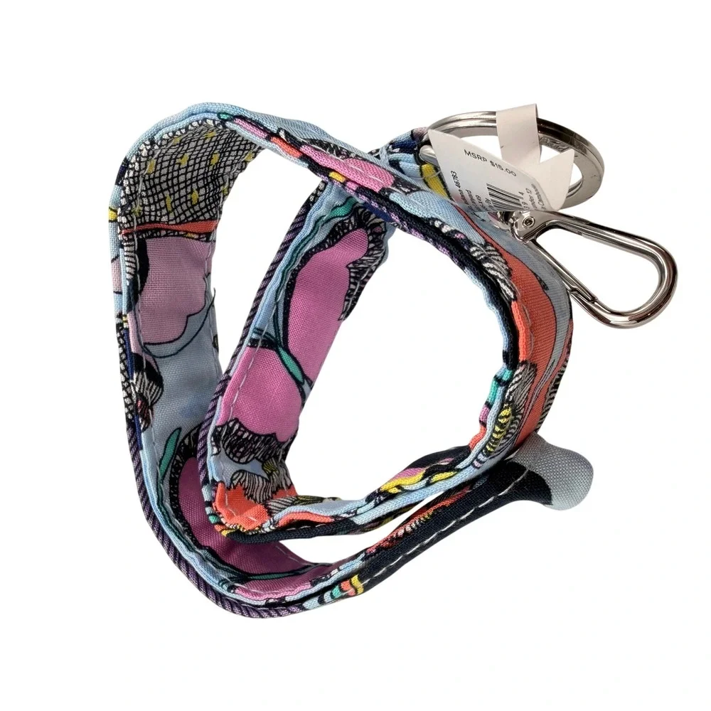 Vera Bradley Wide Lanyard Butterfly By Blue Floral Keychain Preppy Gift School